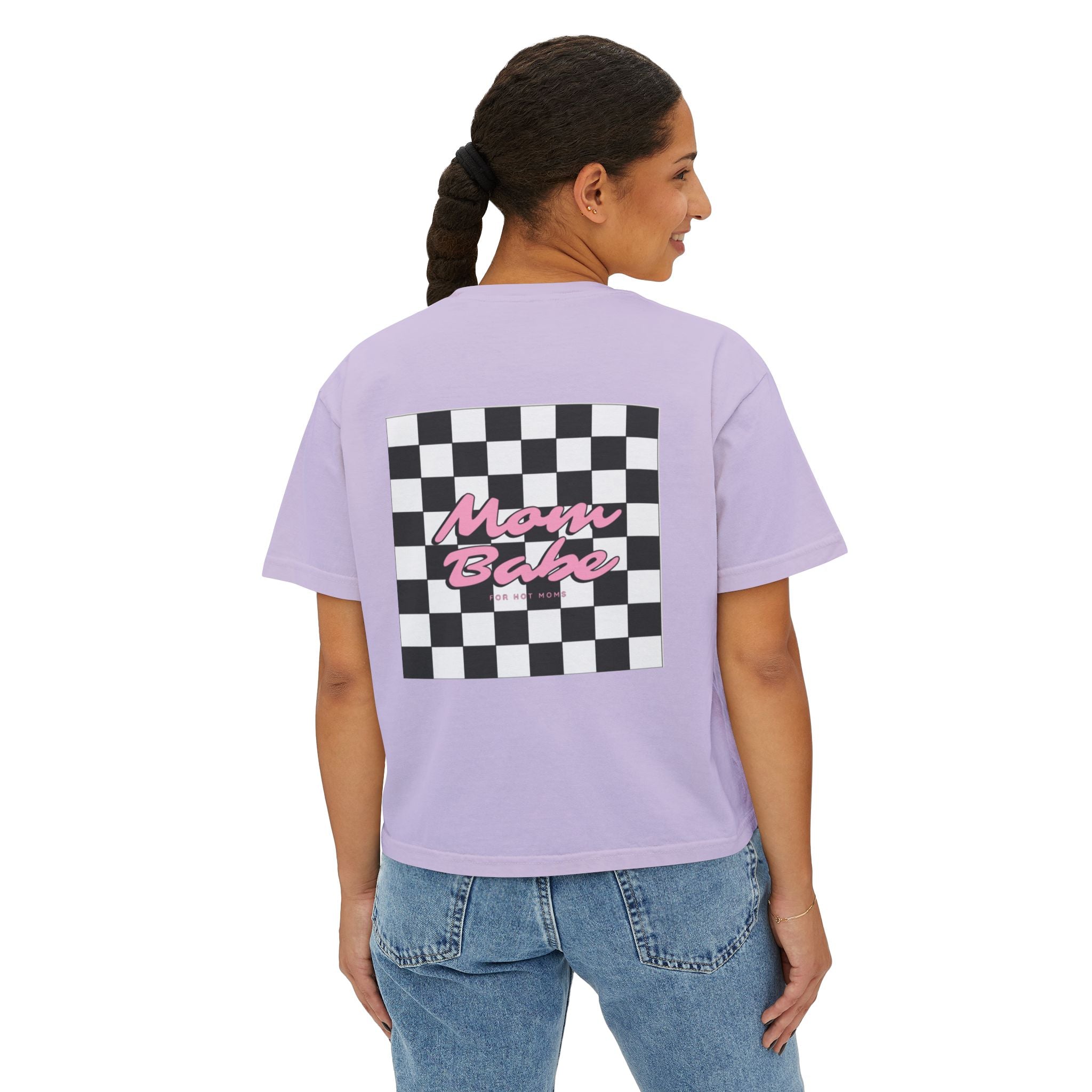Mom Babe For Hot Moms - Checkered Graphic Tee