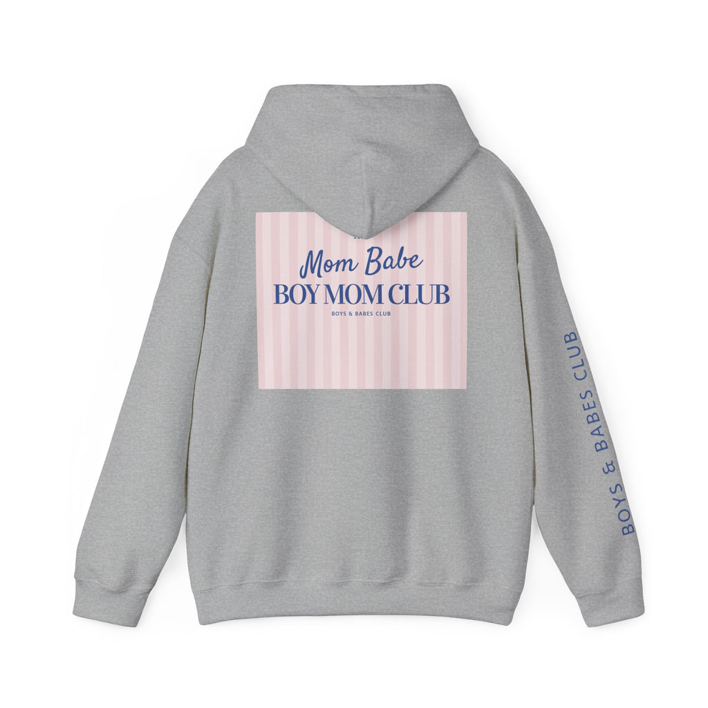 Mom Babe Boy Mom Club - Striped Graphic Hoodie