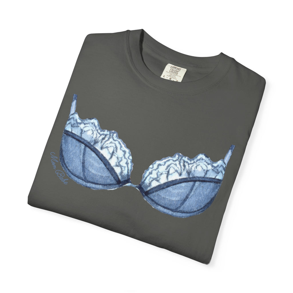 MILF Mom Babe - Lace Bra Tee Blue