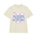 Autism Awareness and Acceptance — Checkered Heart Oversized Drop Sleeve Tee