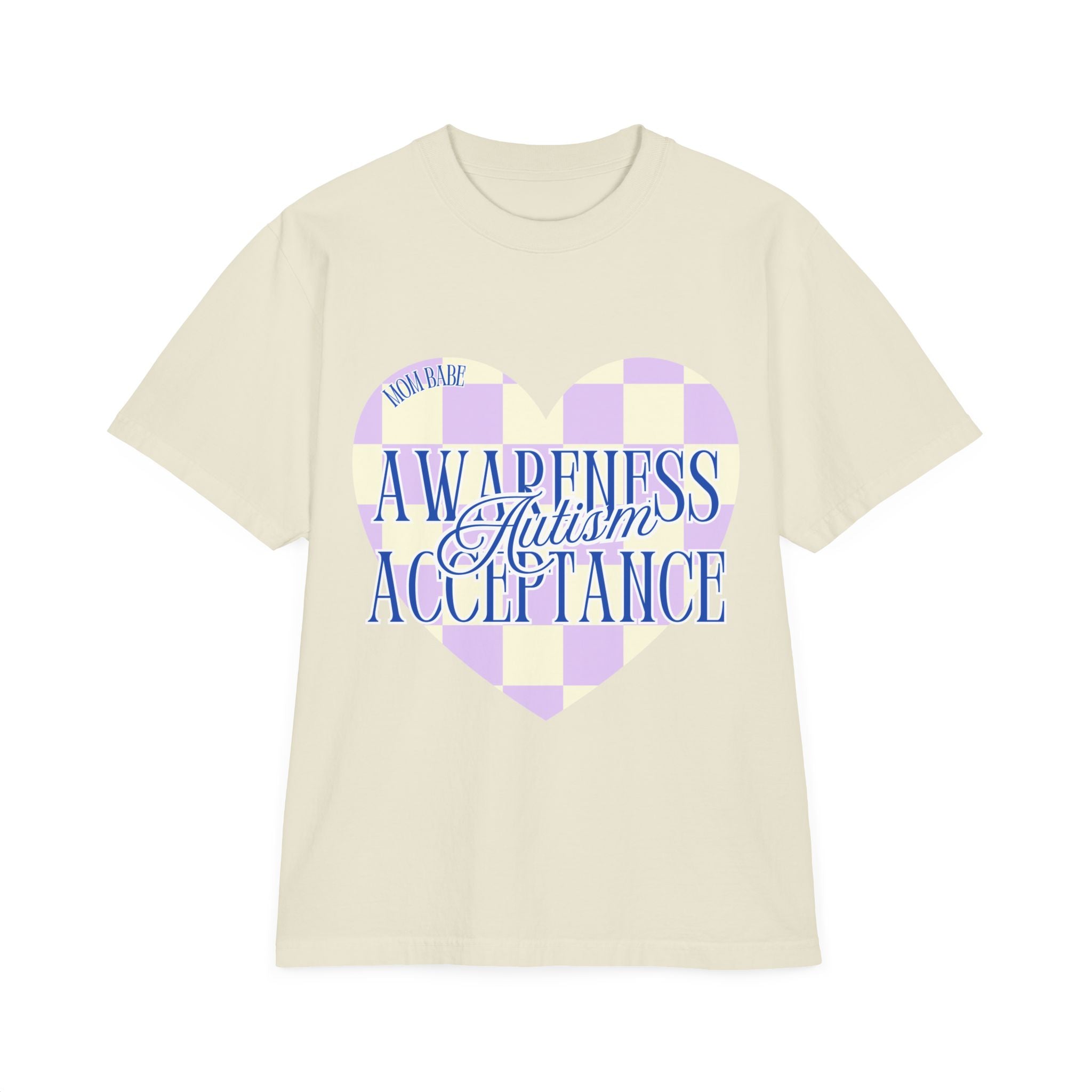 Autism Awareness and Acceptance — Checkered Heart Oversized Drop Sleeve Tee