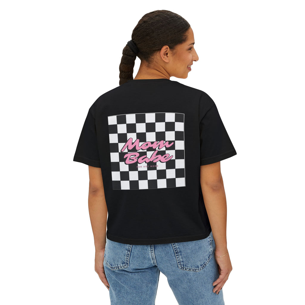 Mom Babe For Hot Moms - Checkered Graphic Tee
