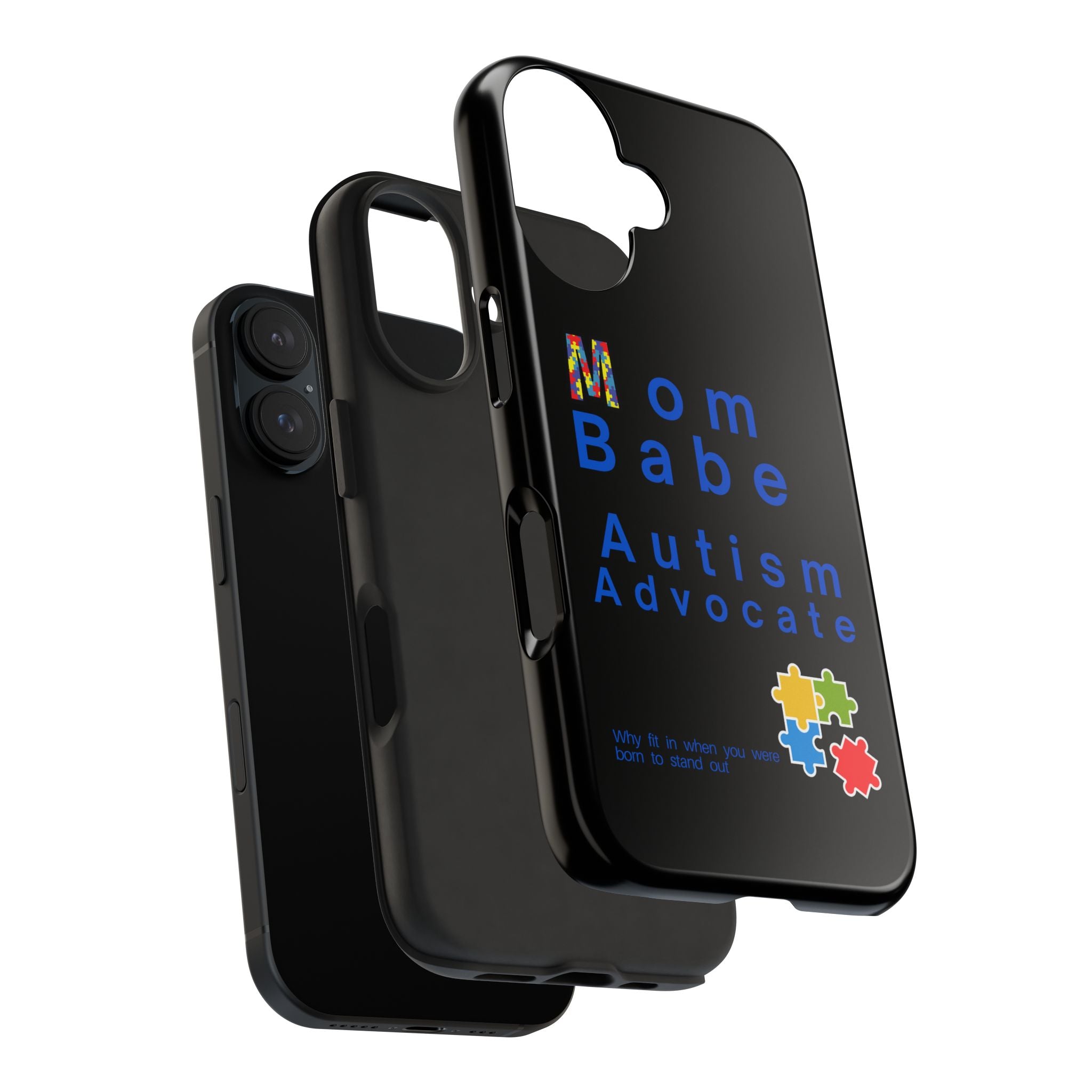 Mom Babe Autism Advocate Tough Phone Case - Black