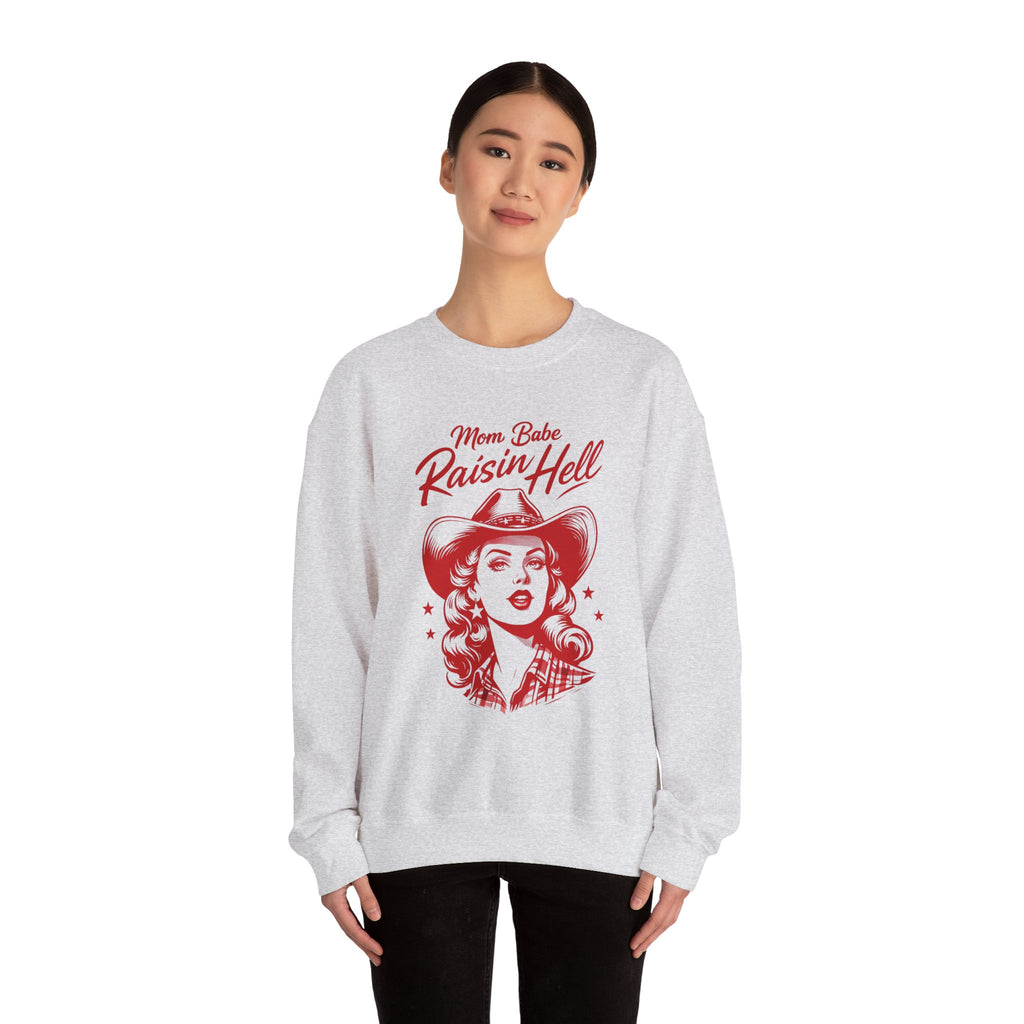 Mom Babe Raisin’ Hell - Cowgirl Graphic Sweatshirt
