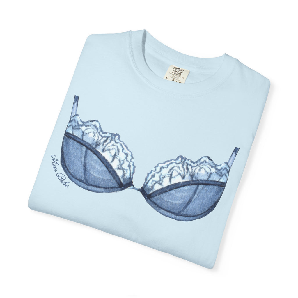 MILF Mom Babe - Lace Bra Tee Blue
