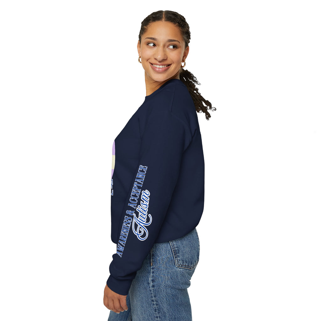 Autism Awareness and Acceptance — Checkered Heart Sweatshirt