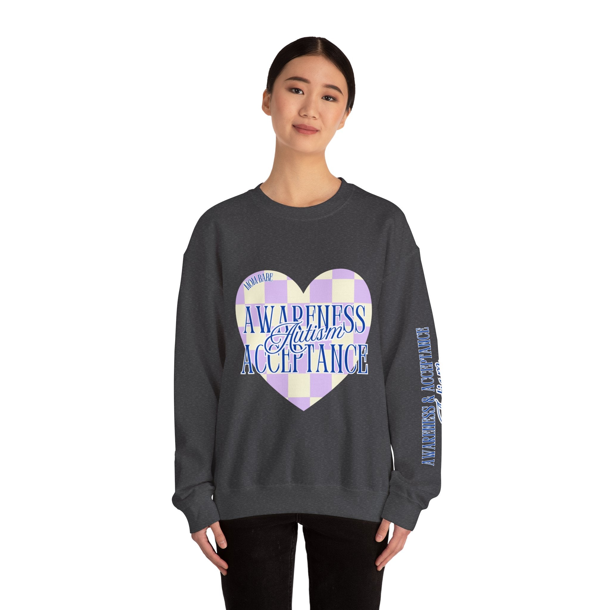 Autism Awareness and Acceptance — Checkered Heart Sweatshirt