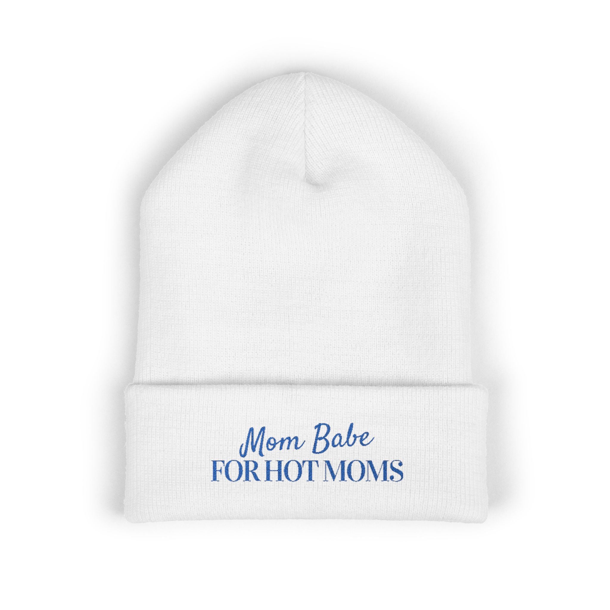 Mom Babe For Hot Moms Beanie - Blue Embroidery