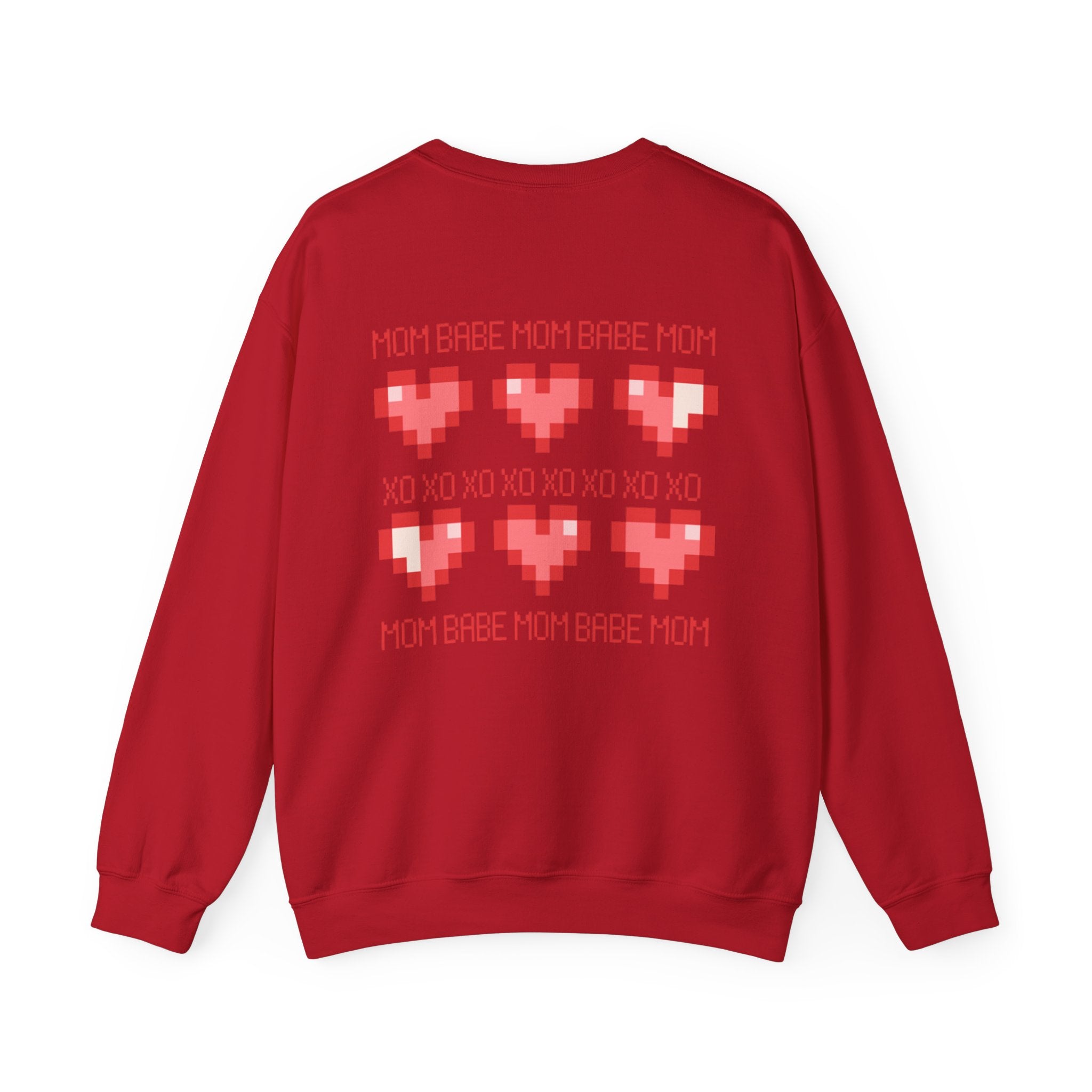 Mom Babe XOXO - Pixel Heart Graphic Sweatshirt
