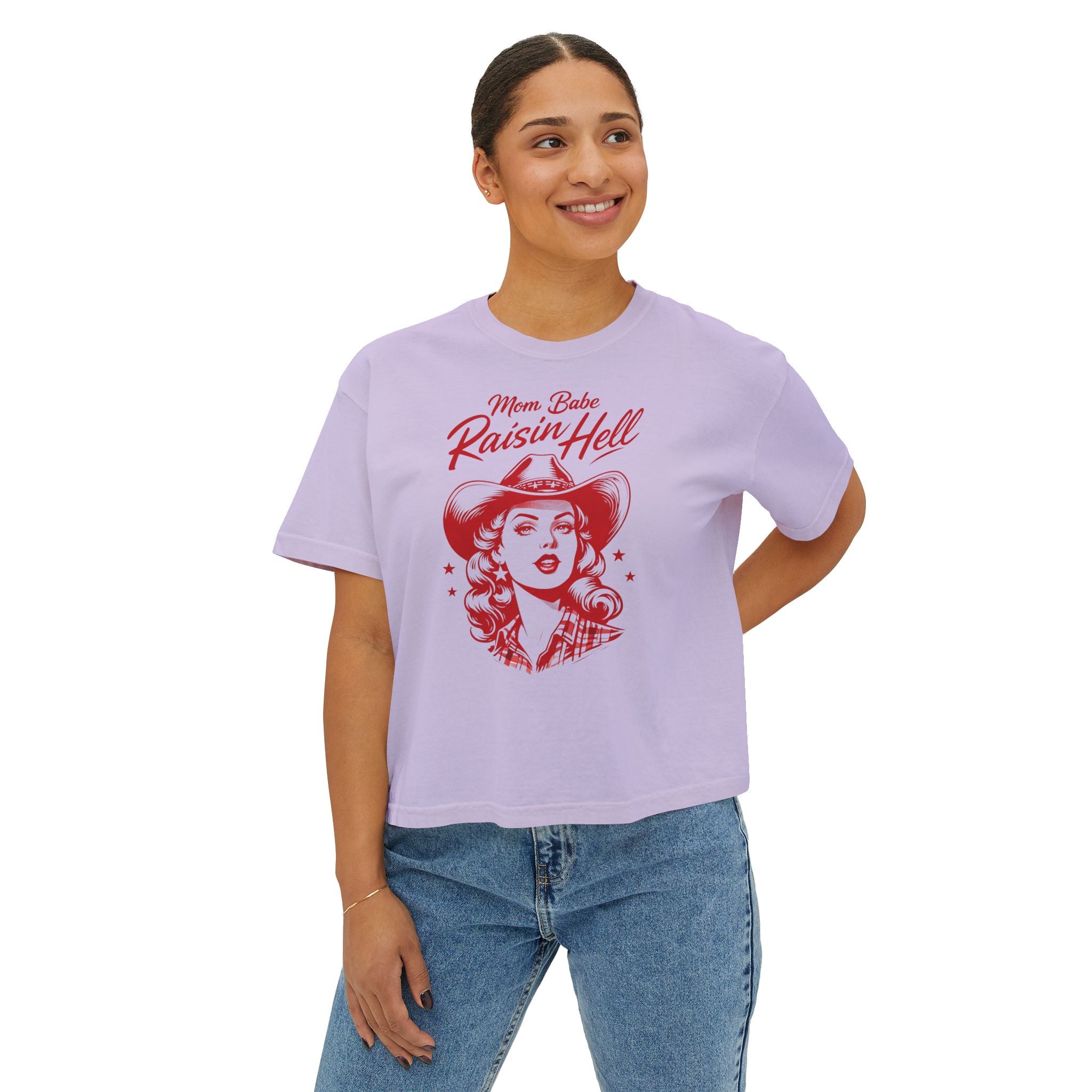 Mom Babe Raisin’ Hell - Cowgirl Graphic Tee