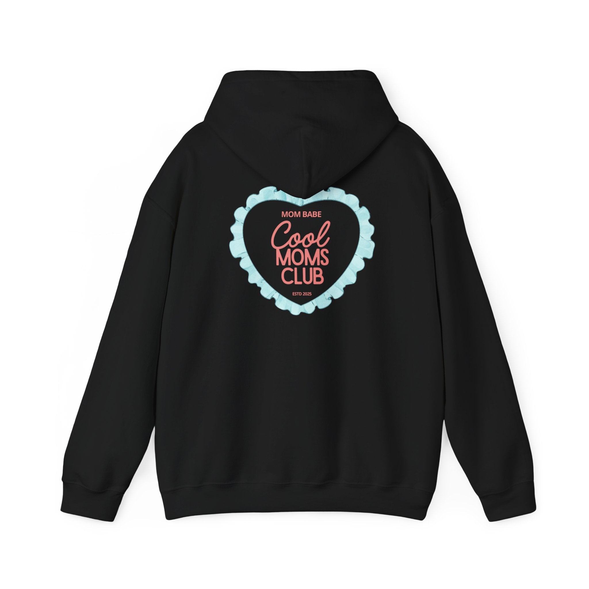 Mom Babe Cool Moms Club - Ruffled Heart Graphic Hoodie