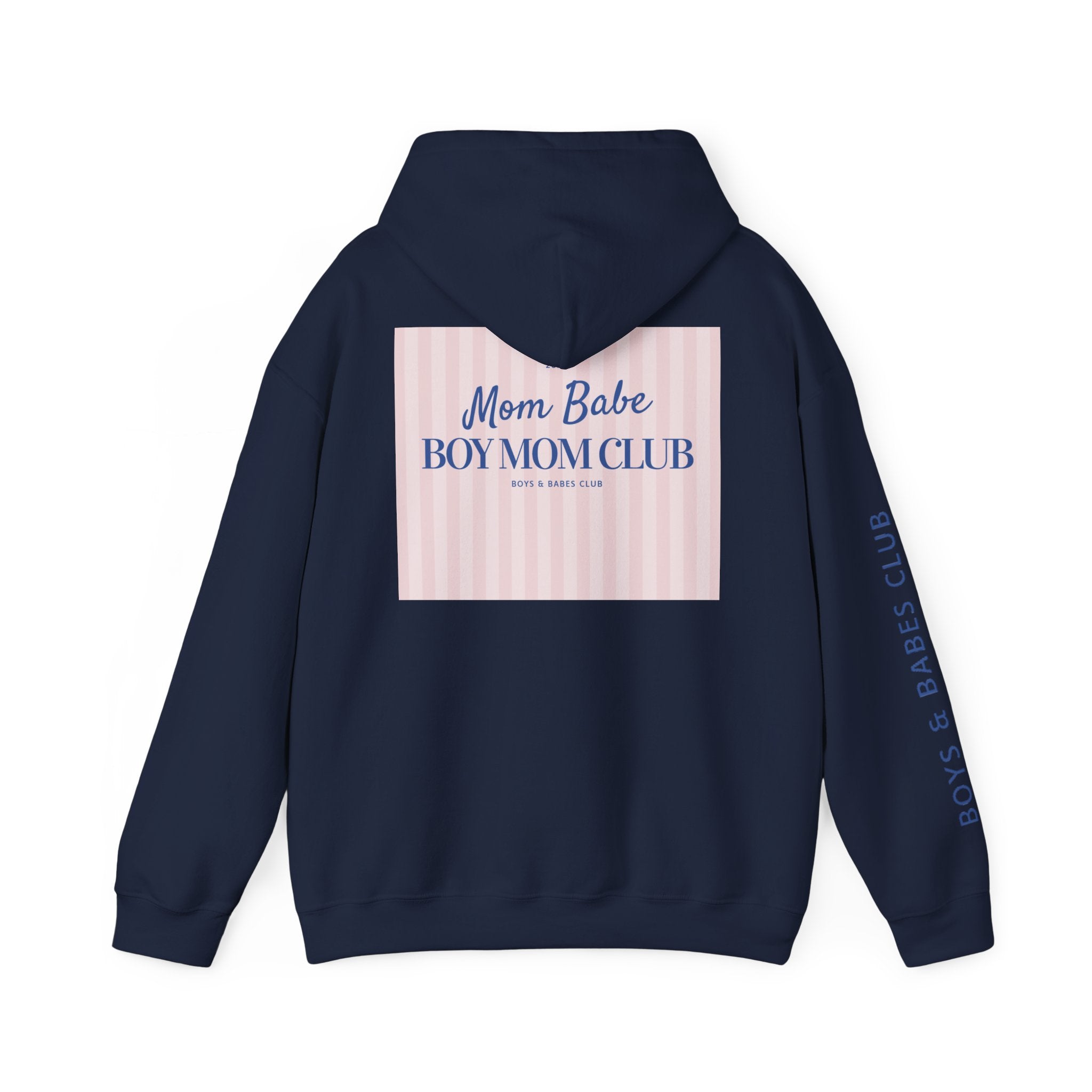 Mom Babe Boy Mom Club - Striped Graphic Hoodie