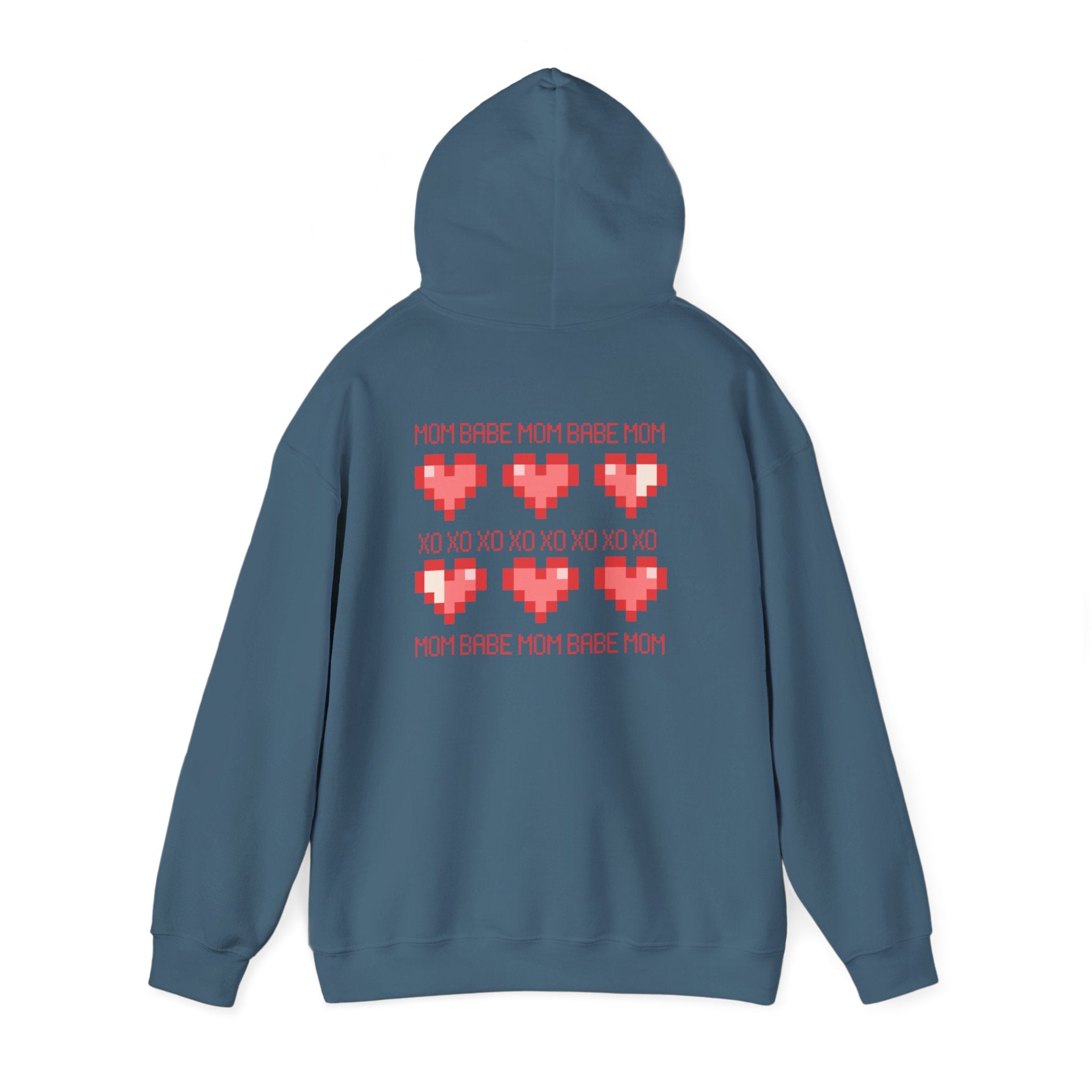 Mom Babe XOXO - Pixel Heart Graphic Hoodie