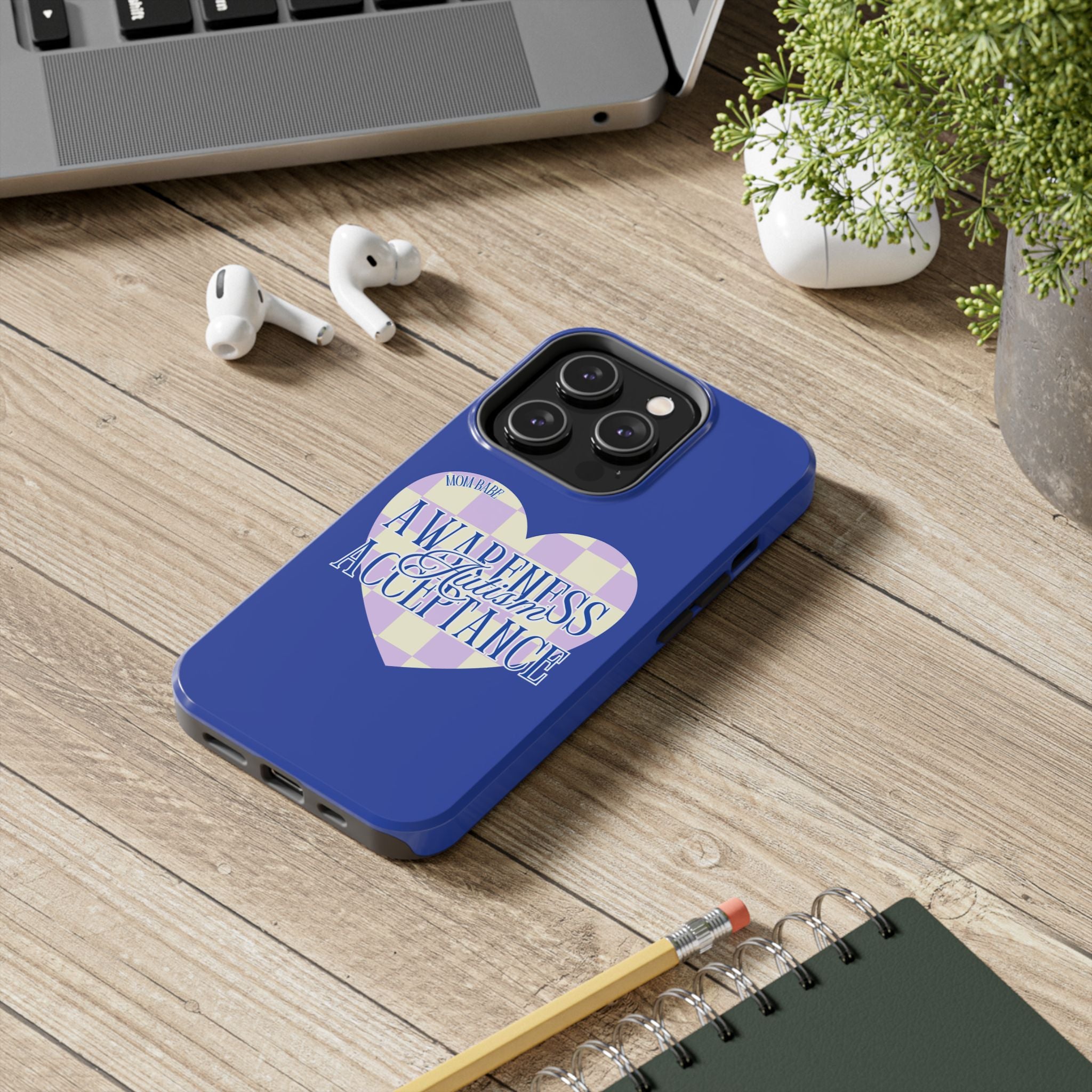 Autism Awareness and Acceptance — Checkered Heart Phone Case