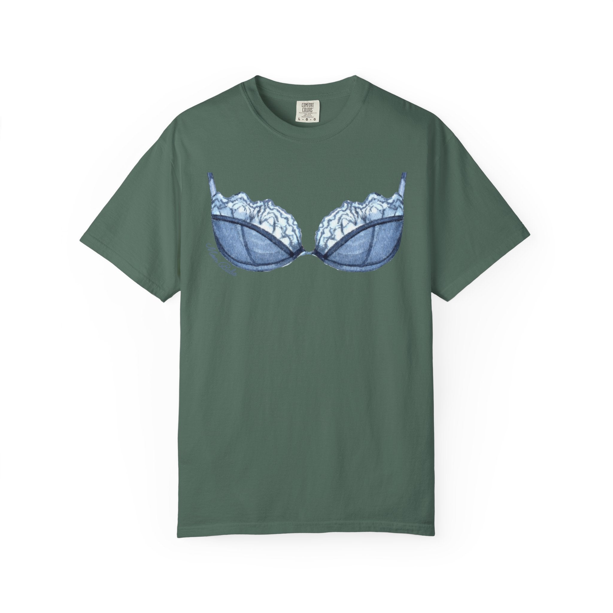 MILF Mom Babe - Lace Bra Tee Blue