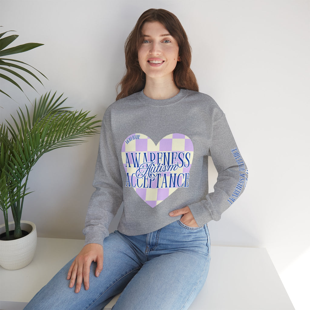 Autism Awareness and Acceptance — Checkered Heart Sweatshirt
