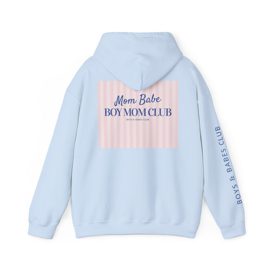 Mom Babe Boy Mom Club - Striped Graphic Hoodie