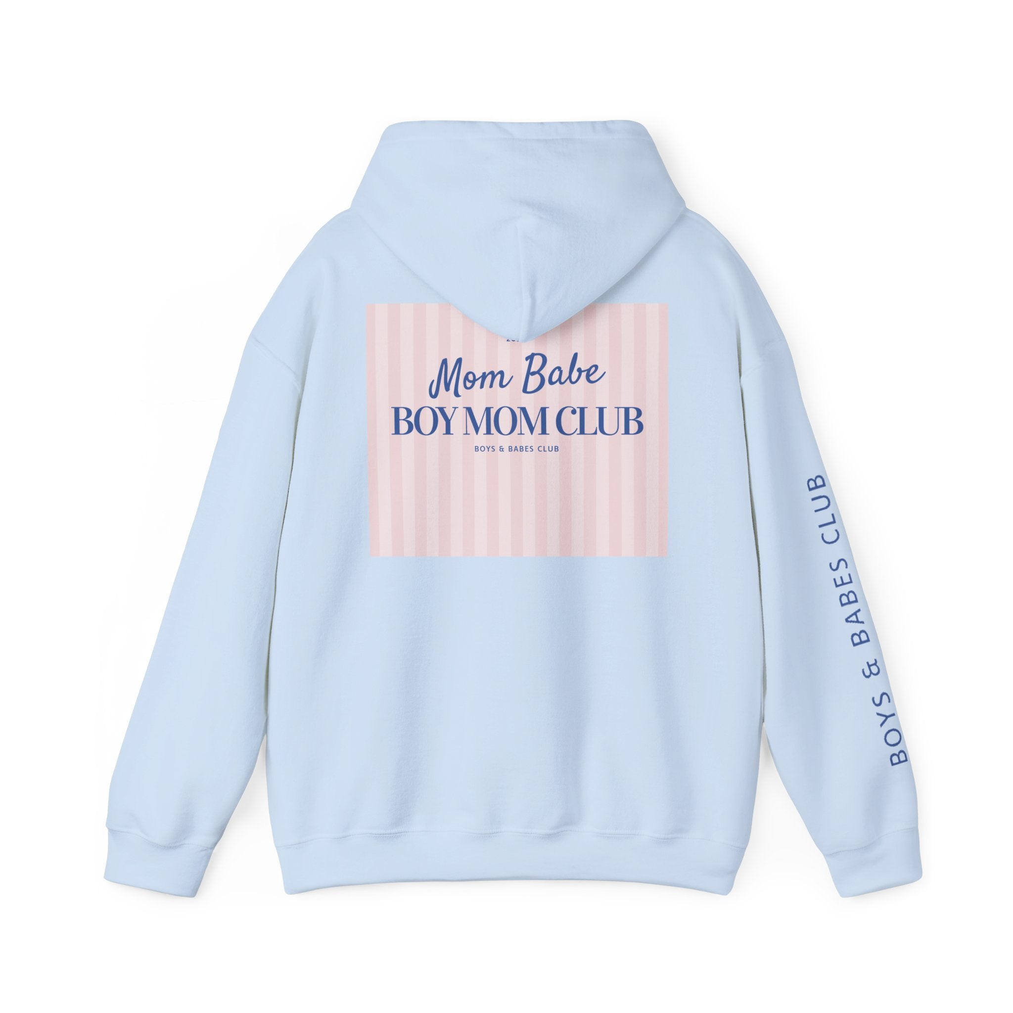 Mom Babe Boy Mom Club - Striped Graphic Hoodie