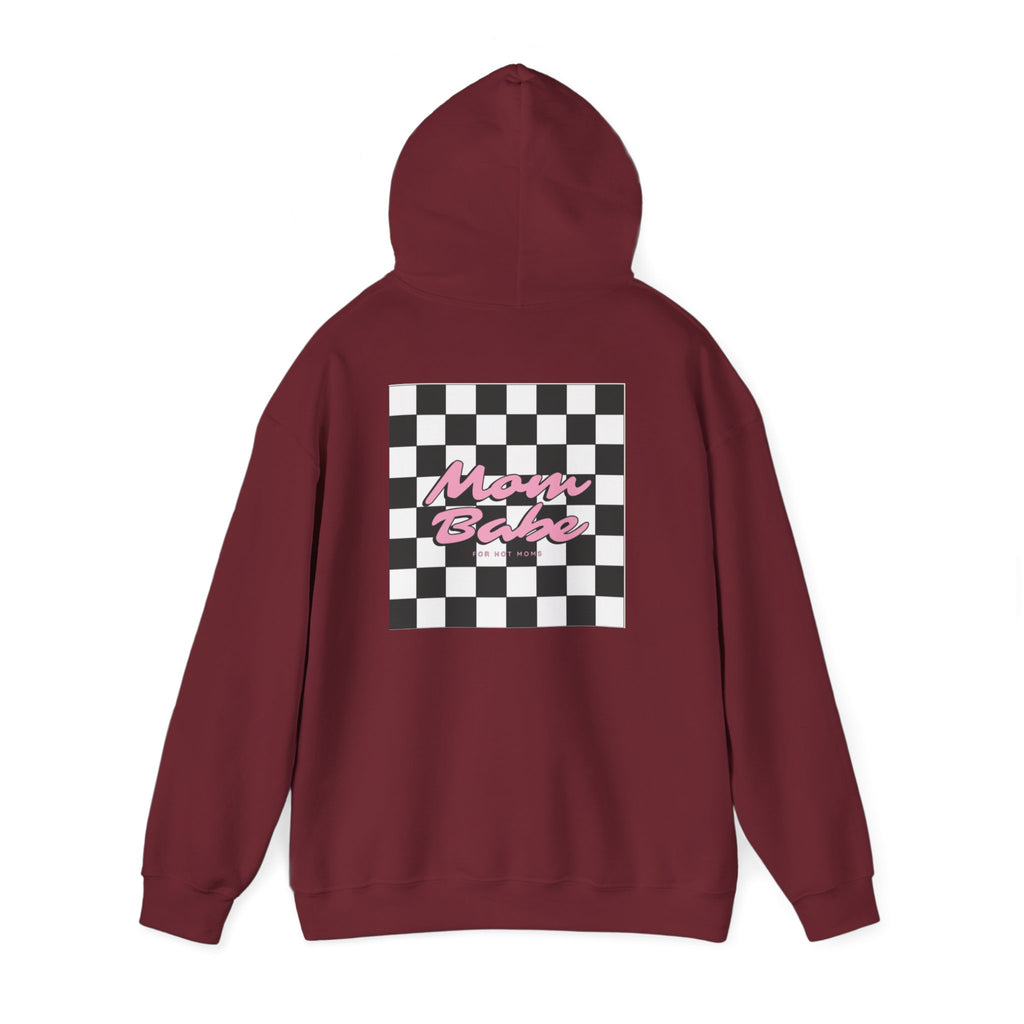 Mom Babe For Hot Moms - Checkered Graphic Hoodie