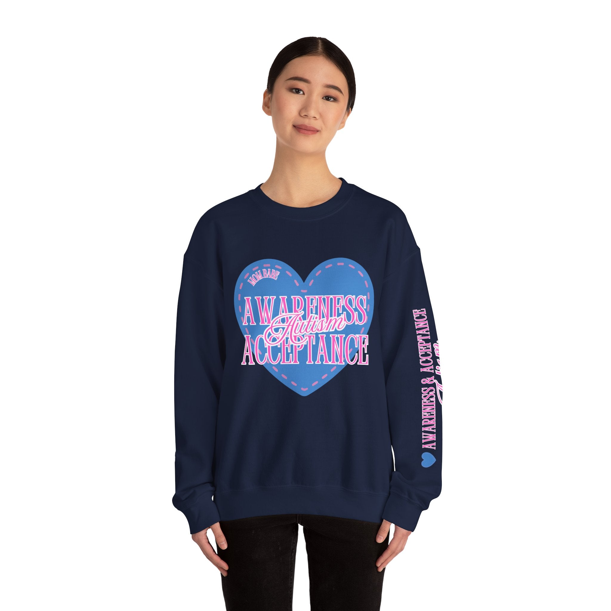 Autism Awareness and Acceptance — Stitched Heart Sweatshirt
