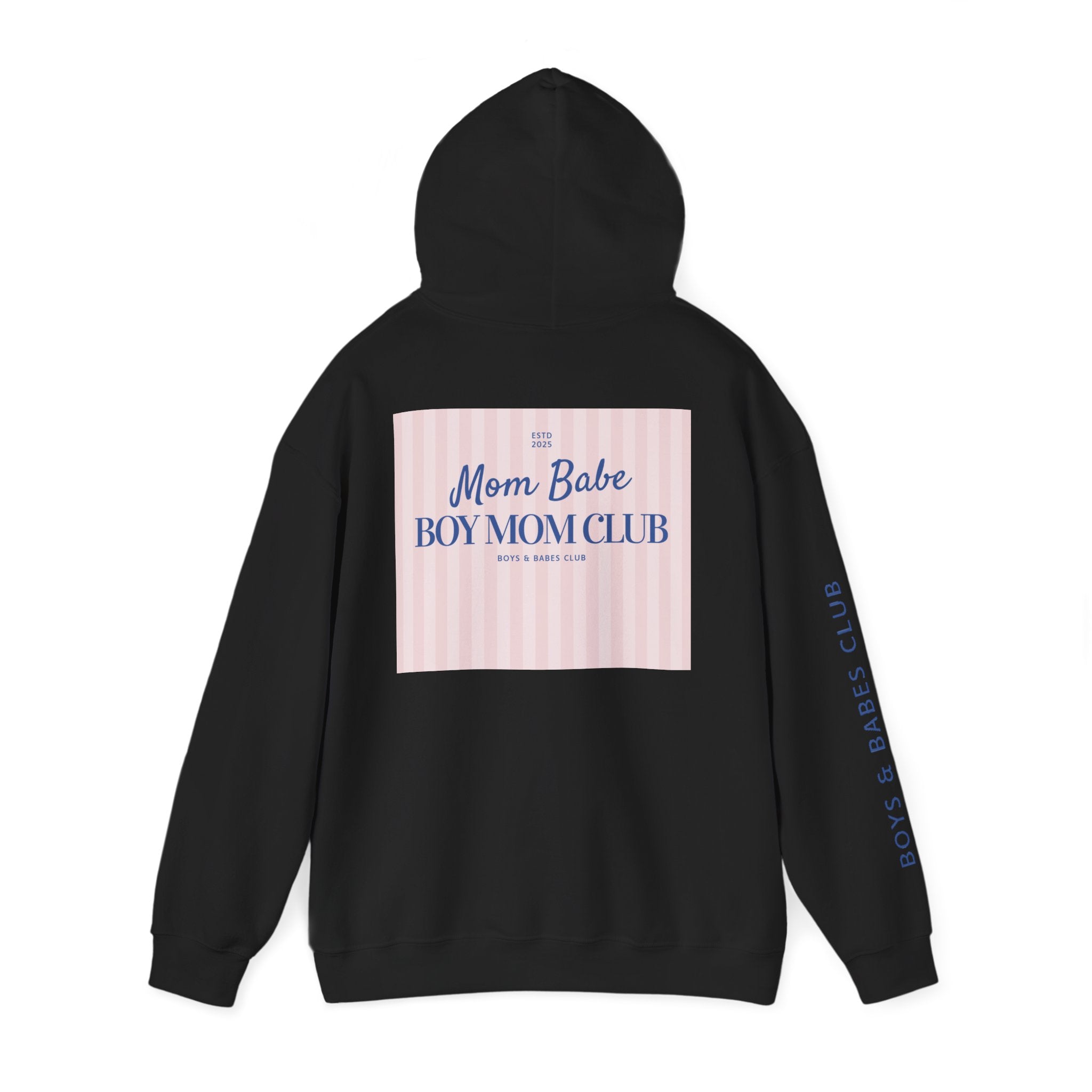 Mom Babe Boy Mom Club - Striped Graphic Hoodie