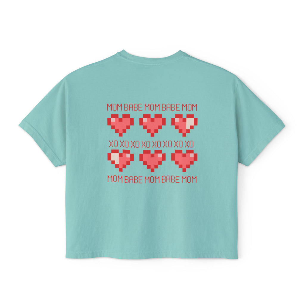 Mom Babe XOXO - Pixel Heart Graphic Tee