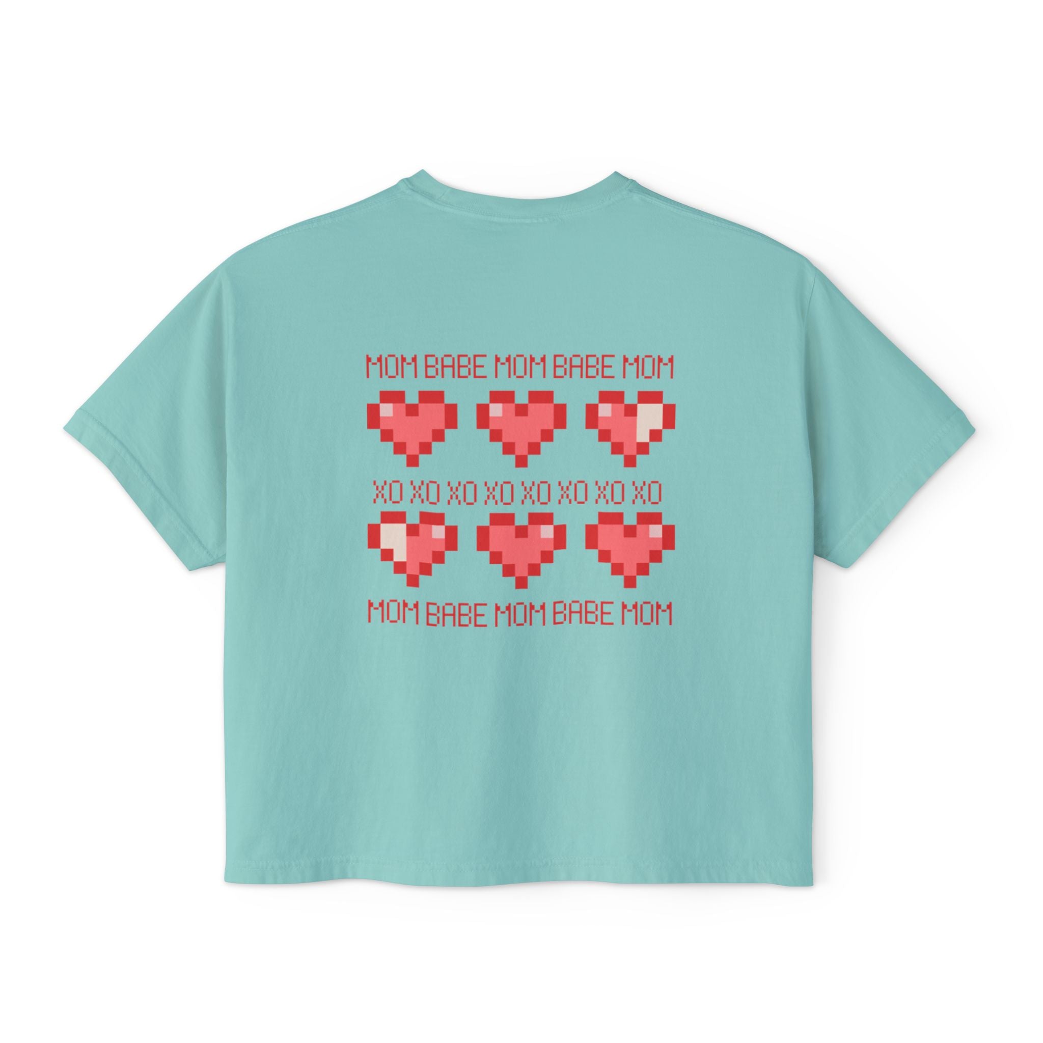 Mom Babe XOXO - Pixel Heart Graphic Tee