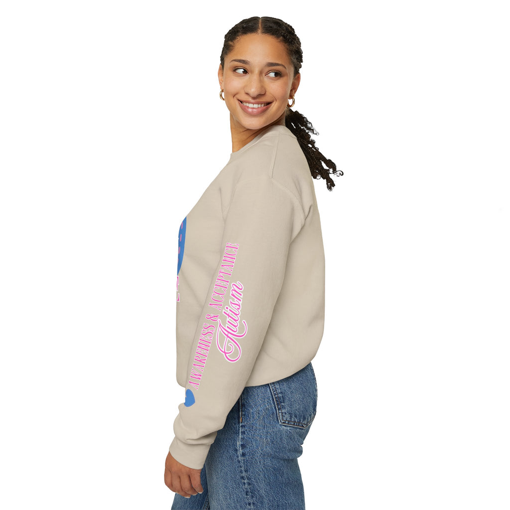 Autism Awareness and Acceptance — Stitched Heart Sweatshirt