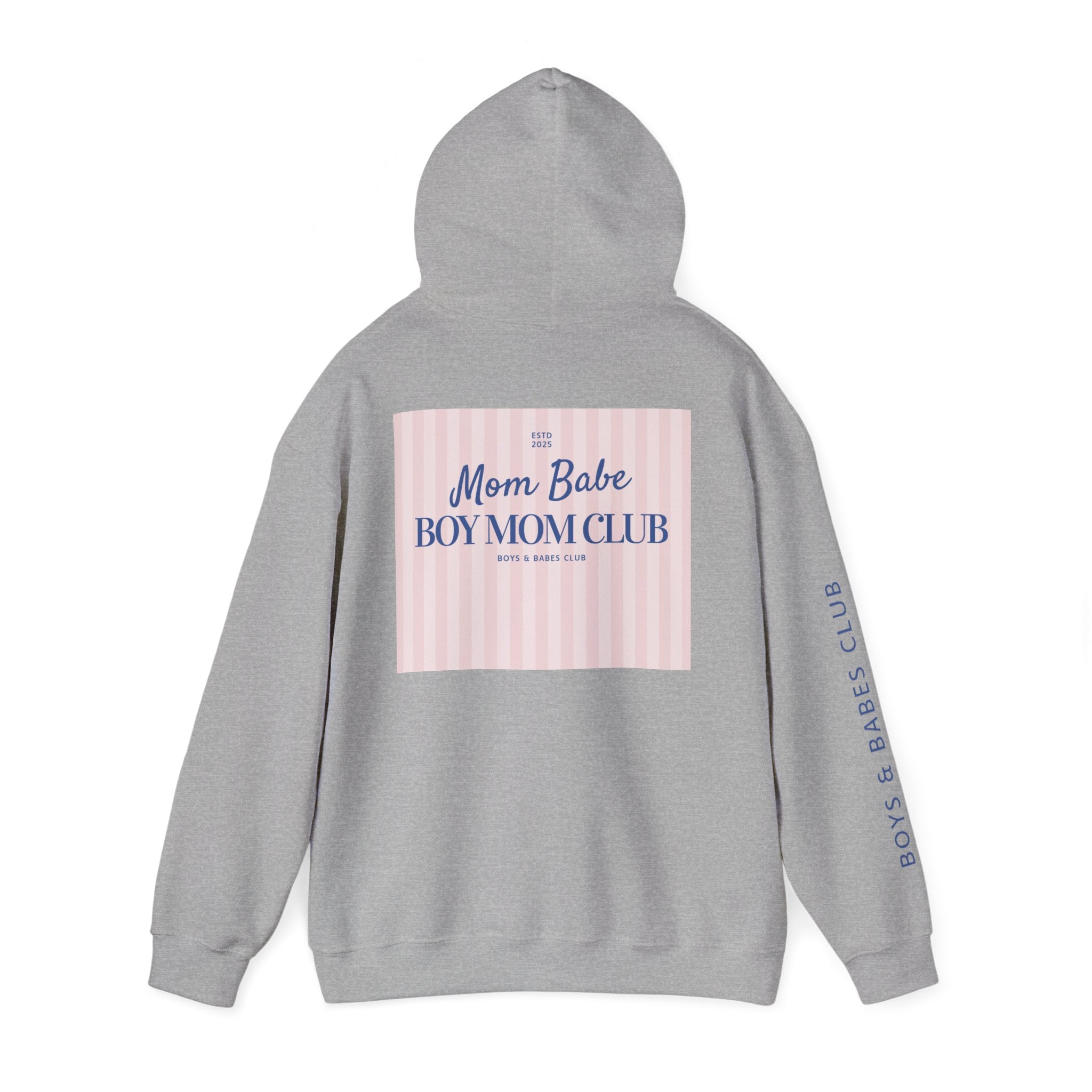 Mom Babe Boy Mom Club - Striped Graphic Hoodie