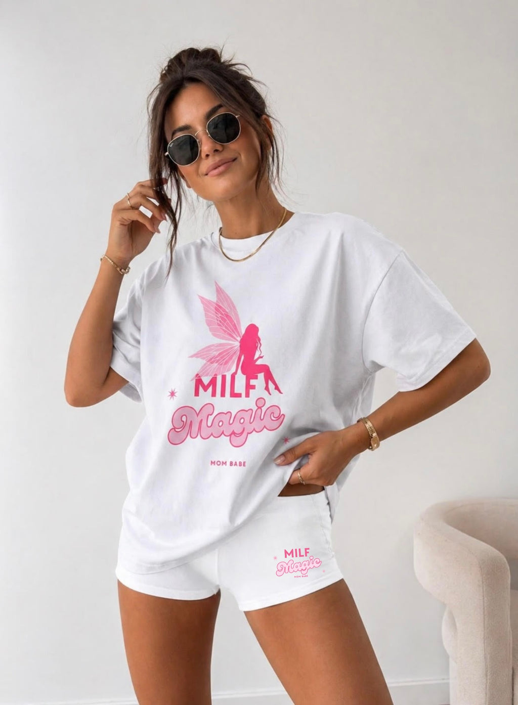 MILF Magic - White Yoga Shorts