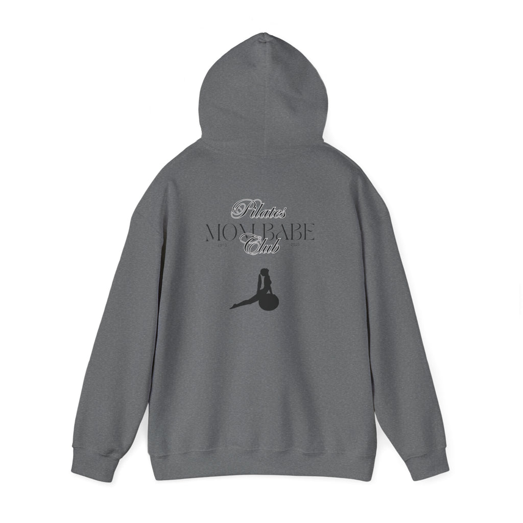 Pilates Mom Babe Club — Workout Graphic Hoodie (Black Print)