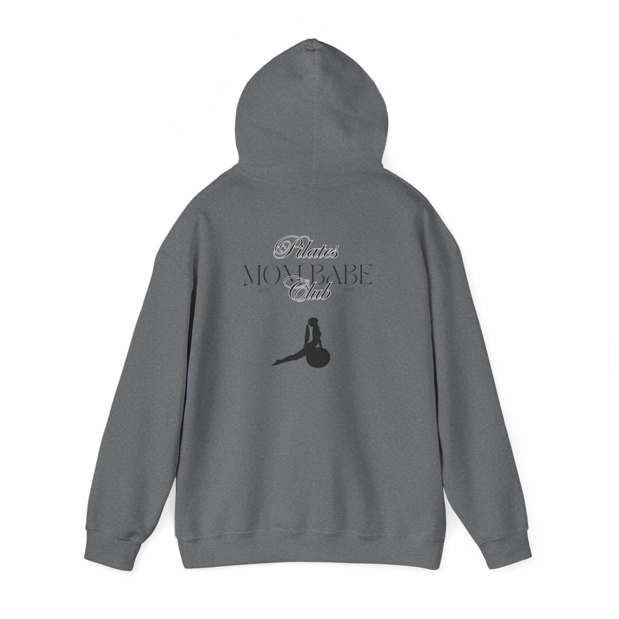 Pilates Mom Babe Club — Workout Graphic Hoodie (Black Print)