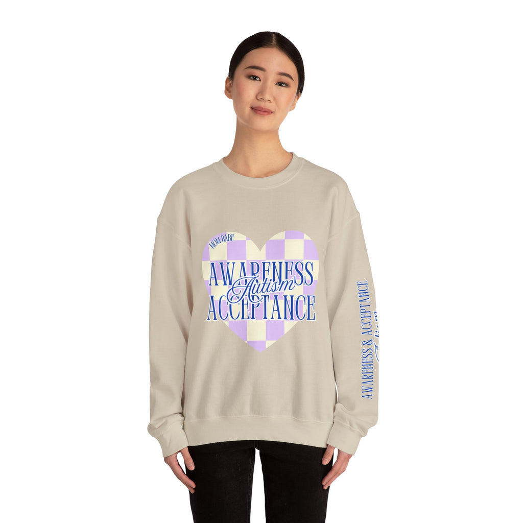 Autism Awareness and Acceptance — Checkered Heart Sweatshirt