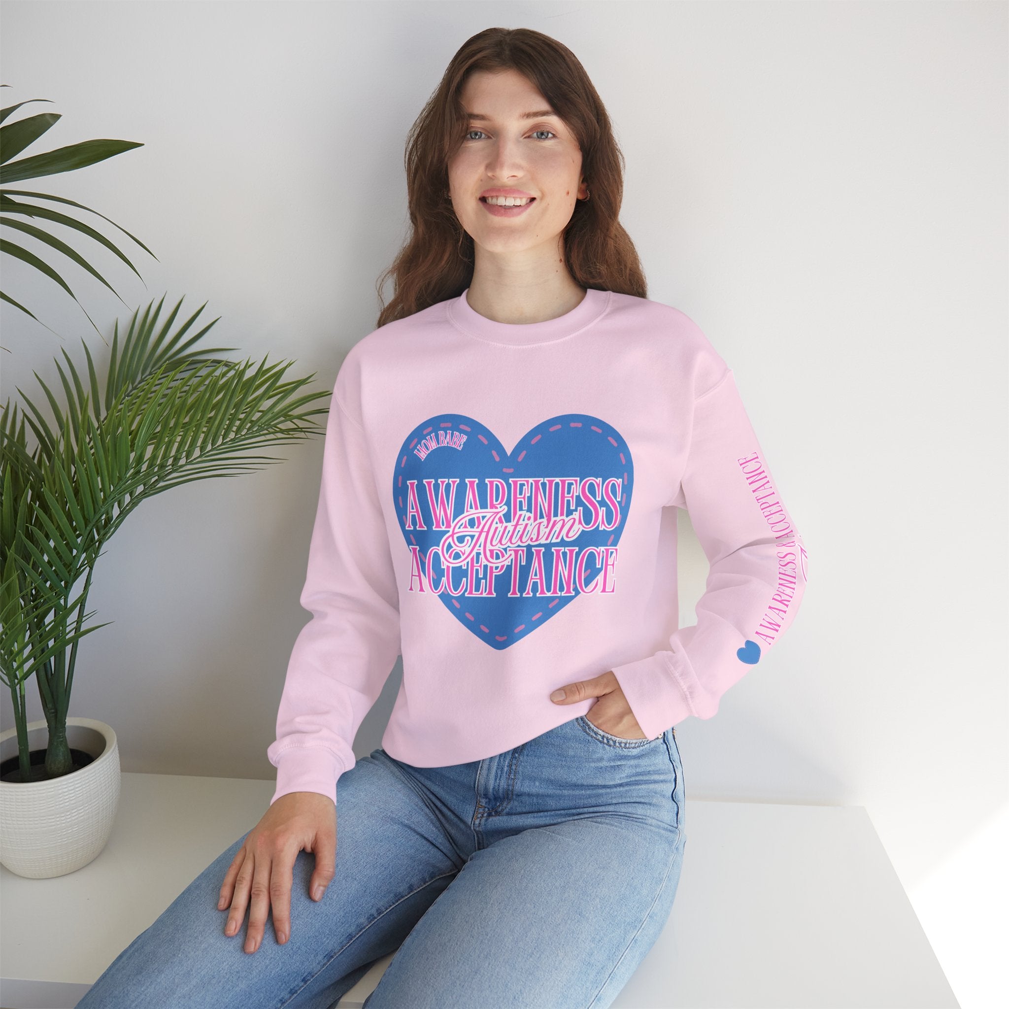 Autism Awareness and Acceptance — Stitched Heart Sweatshirt