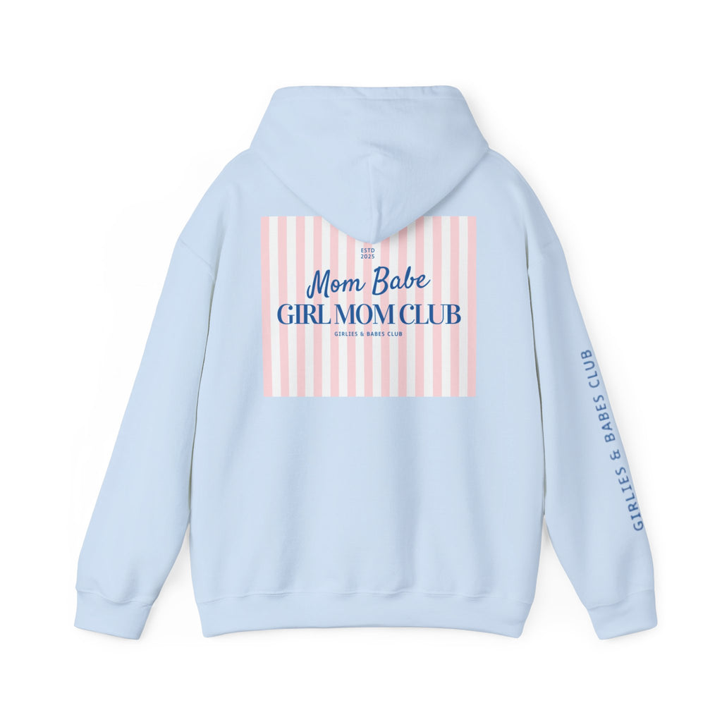 Mom Babe Girl Mom Club - Striped Graphic Hoodie