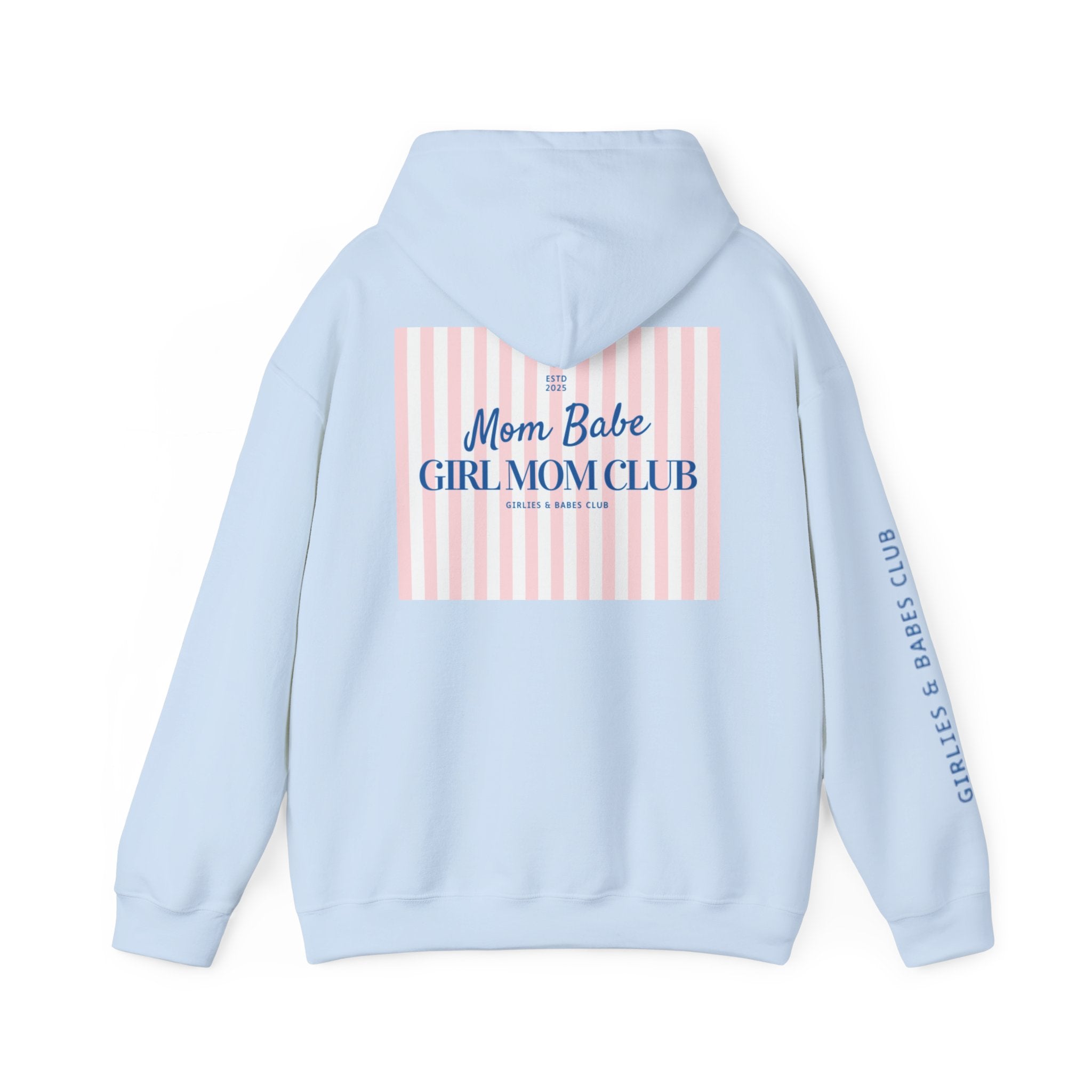 Mom Babe Girl Mom Club - Striped Graphic Hoodie