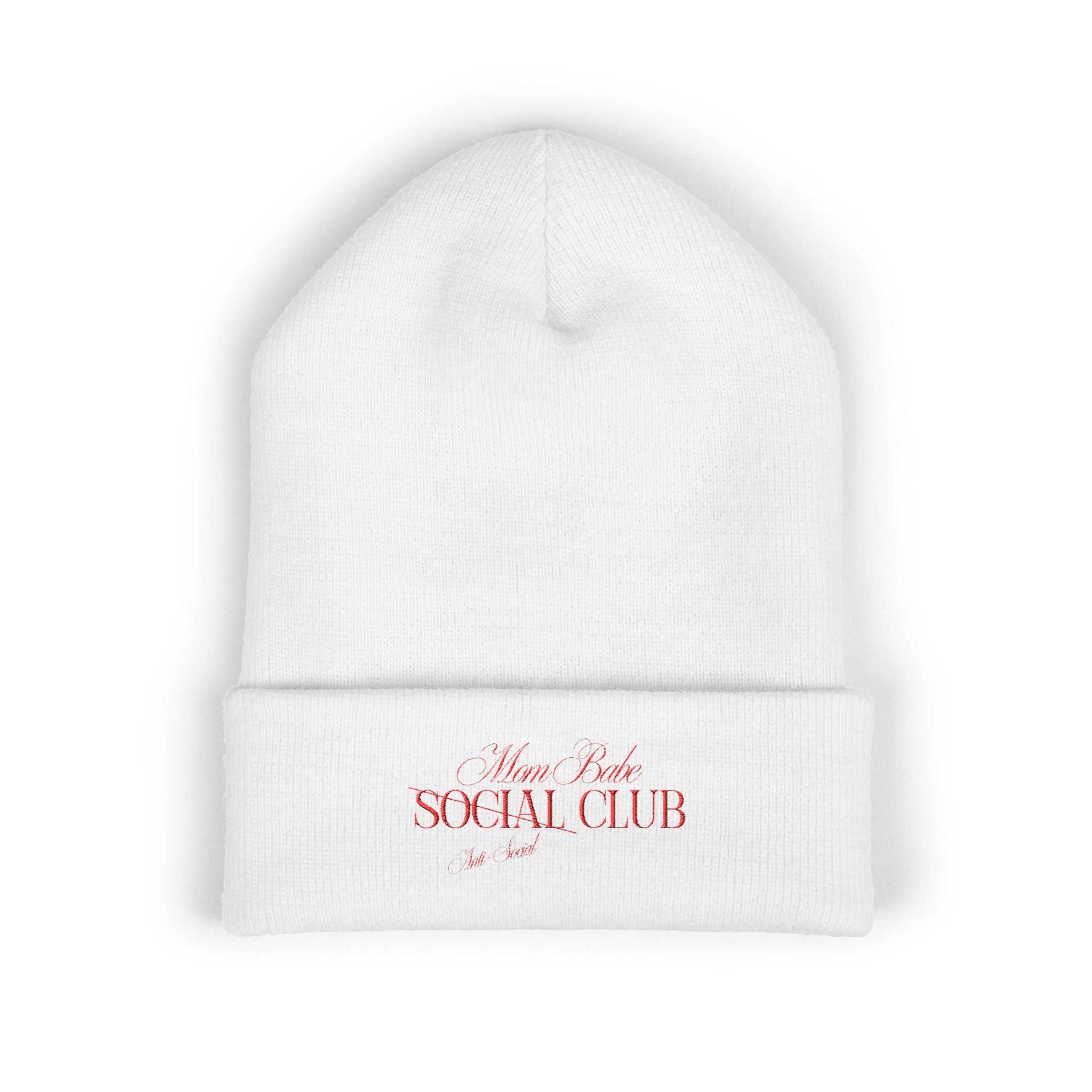 Mom Babe Anti-Social Club Beanie - Red Embroidery