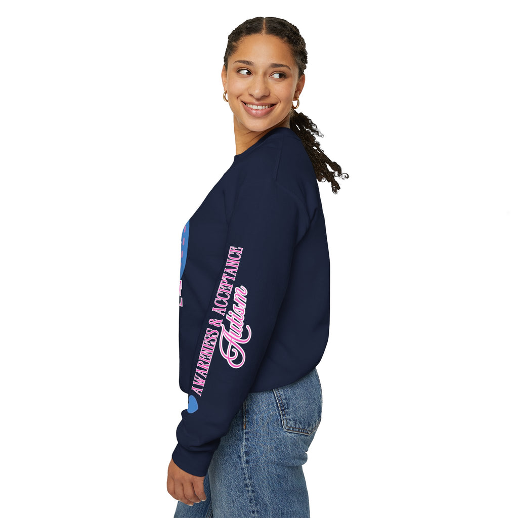 Autism Awareness and Acceptance — Stitched Heart Sweatshirt