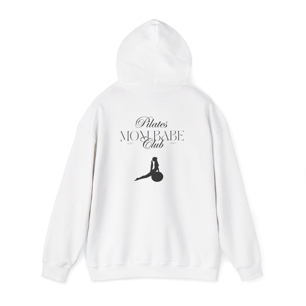 Pilates Mom Babe Club — Workout Graphic Hoodie (Black Print)