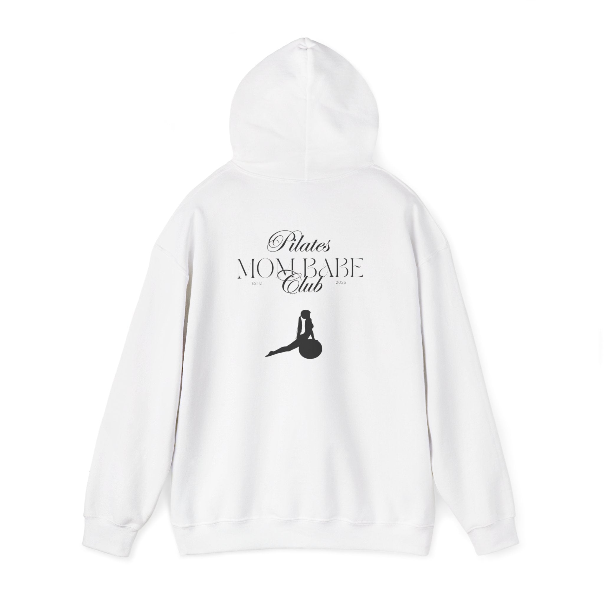 Pilates Mom Babe Club — Workout Graphic Hoodie (Black Print)