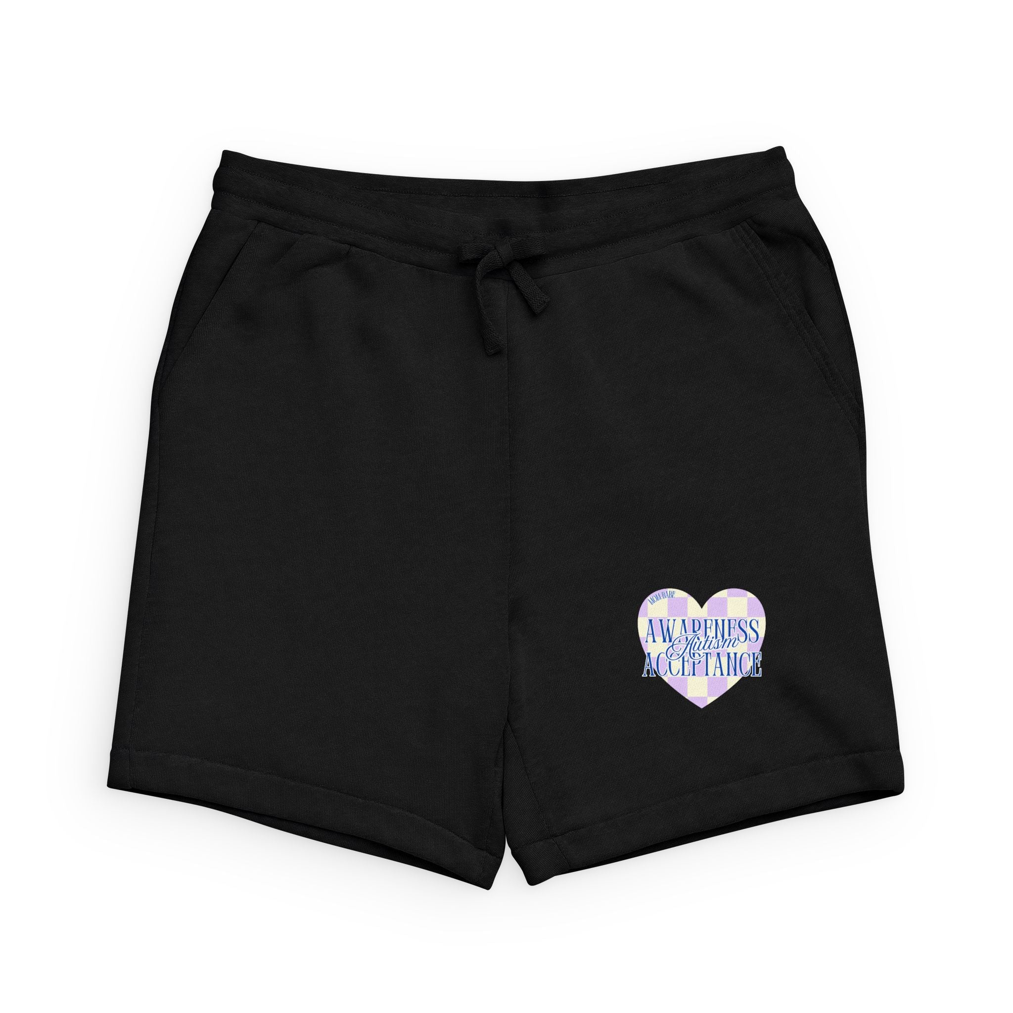 Autism Awareness and Acceptance — Checkered Heart Sweat Shorts