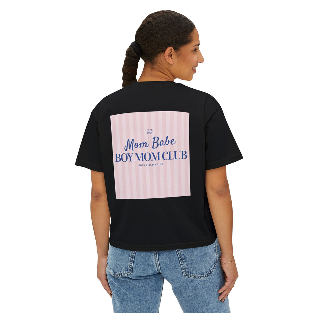 Mom Babe Boy Mom Club - Striped Graphic Tee