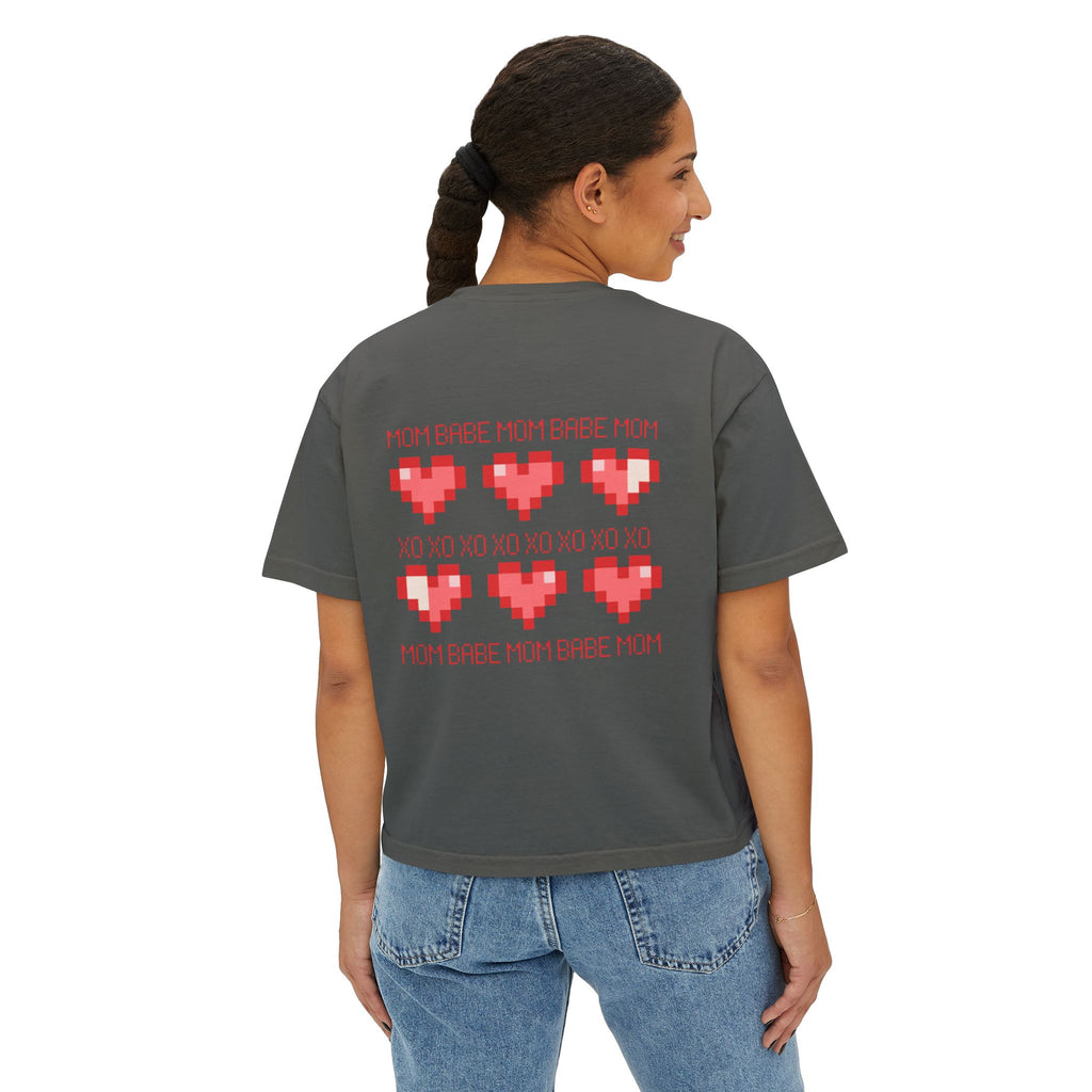 Mom Babe XOXO - Pixel Heart Graphic Tee