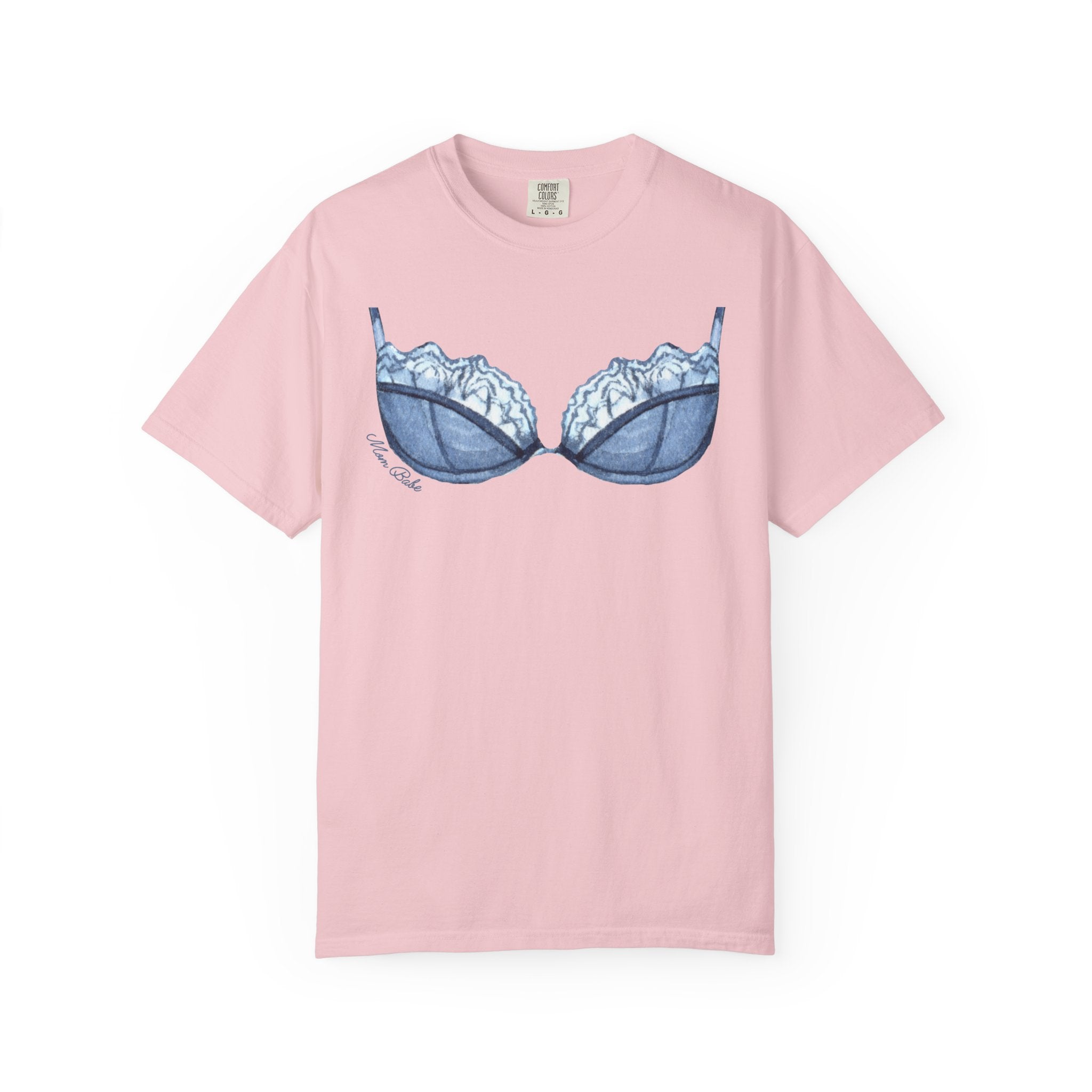 MILF Mom Babe - Lace Bra Tee Blue