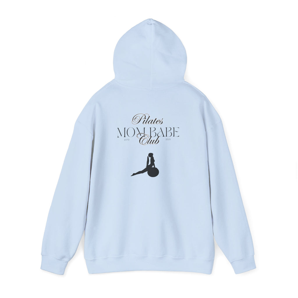 Pilates Mom Babe Club — Workout Graphic Hoodie (Black Print)