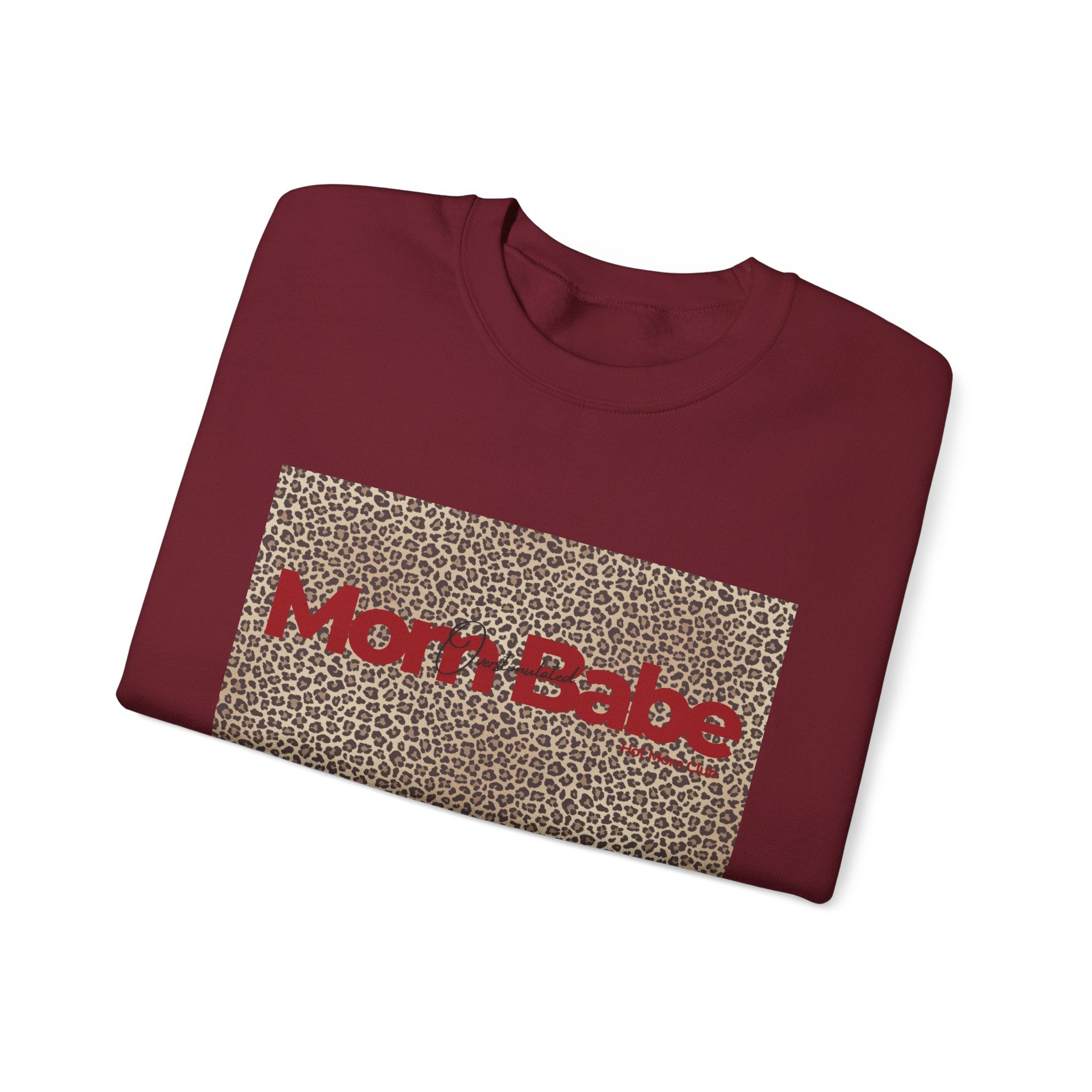 Overstimulated Mom Babe — Leopard Graphic Sweatshirt