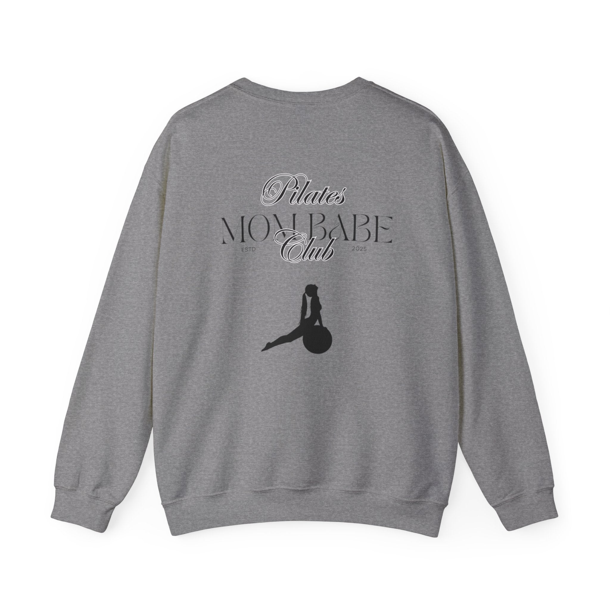 Pilates Mom Babe Club — Workout Graphic Sweatshirt (Black Print)