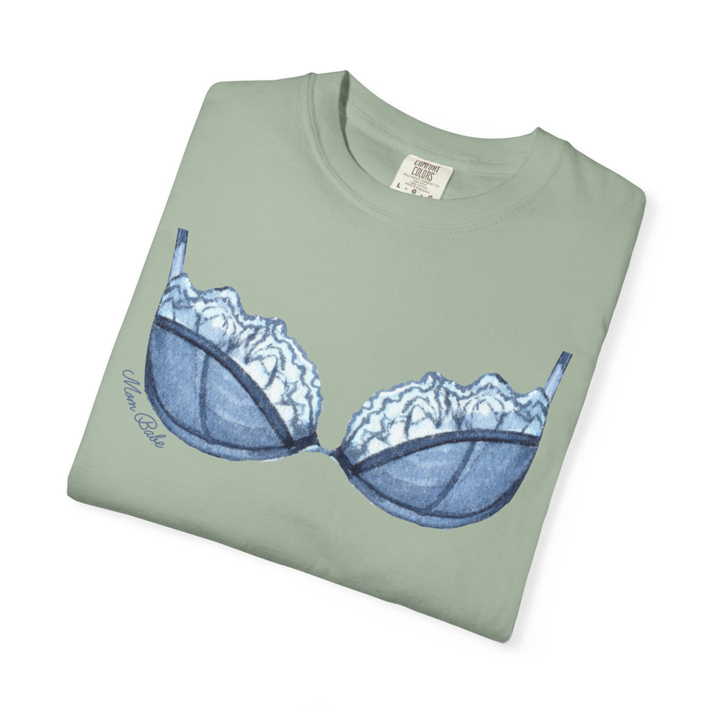 MILF Mom Babe - Lace Bra Tee Blue