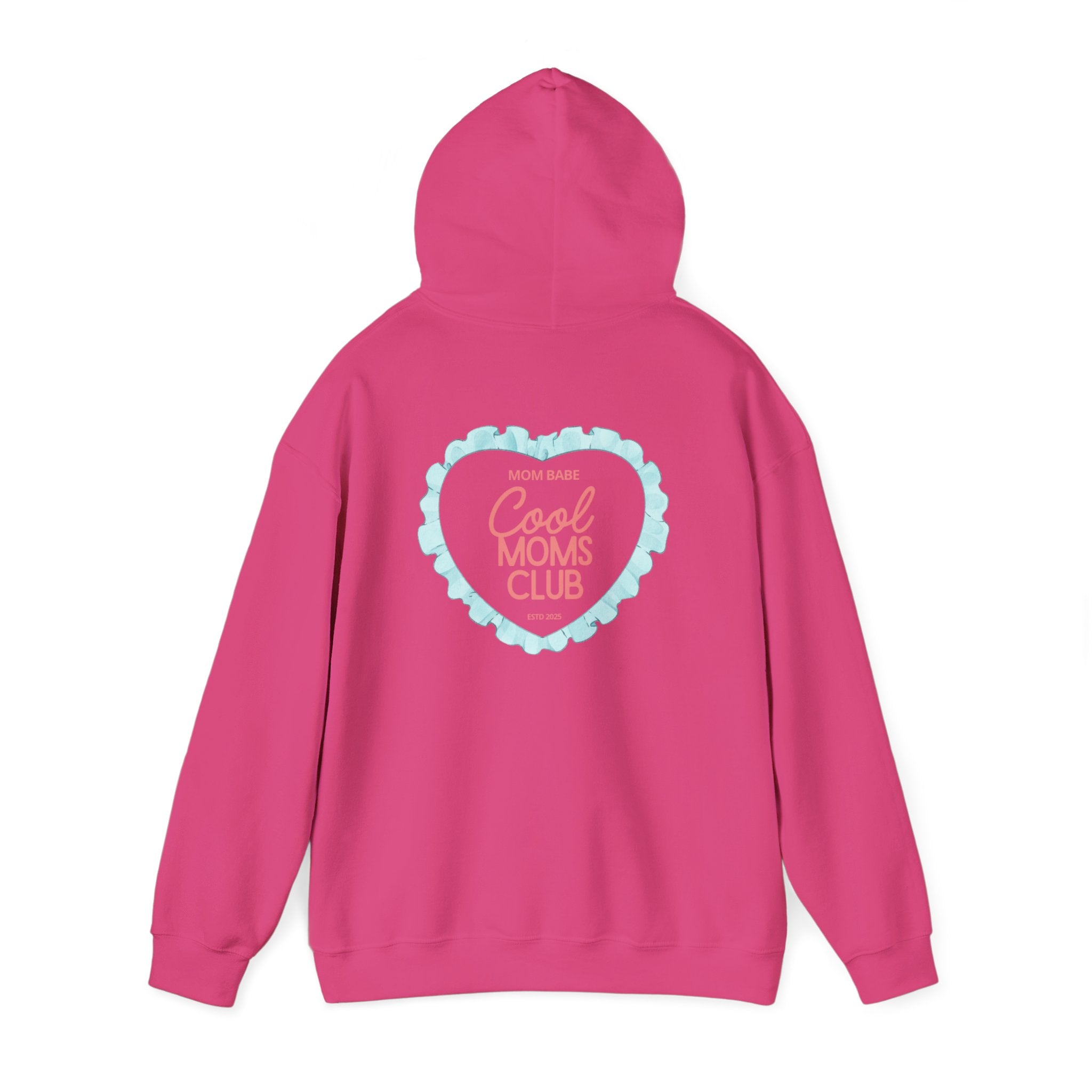 Mom Babe Cool Moms Club - Ruffled Heart Graphic Hoodie