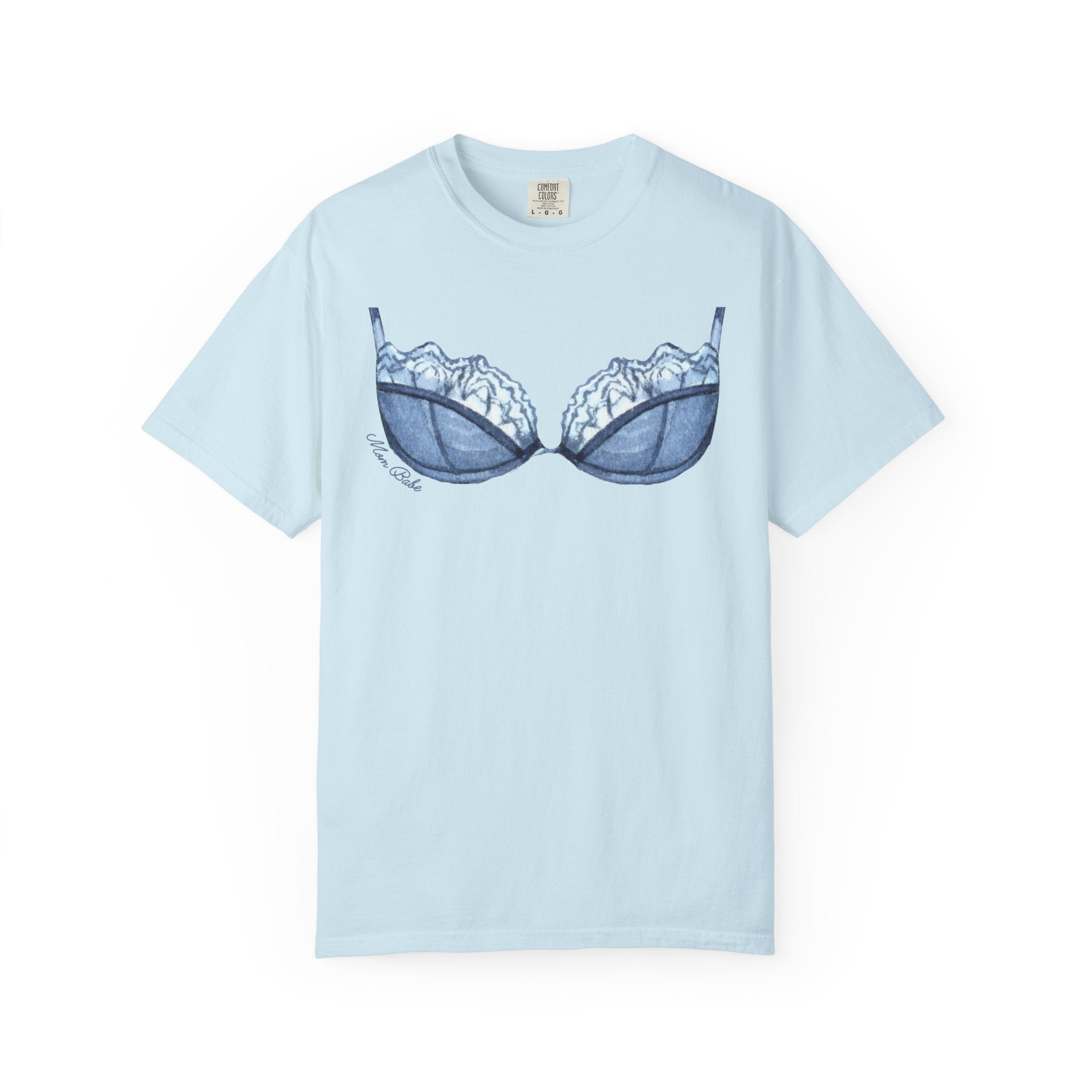MILF Mom Babe - Lace Bra Tee Blue